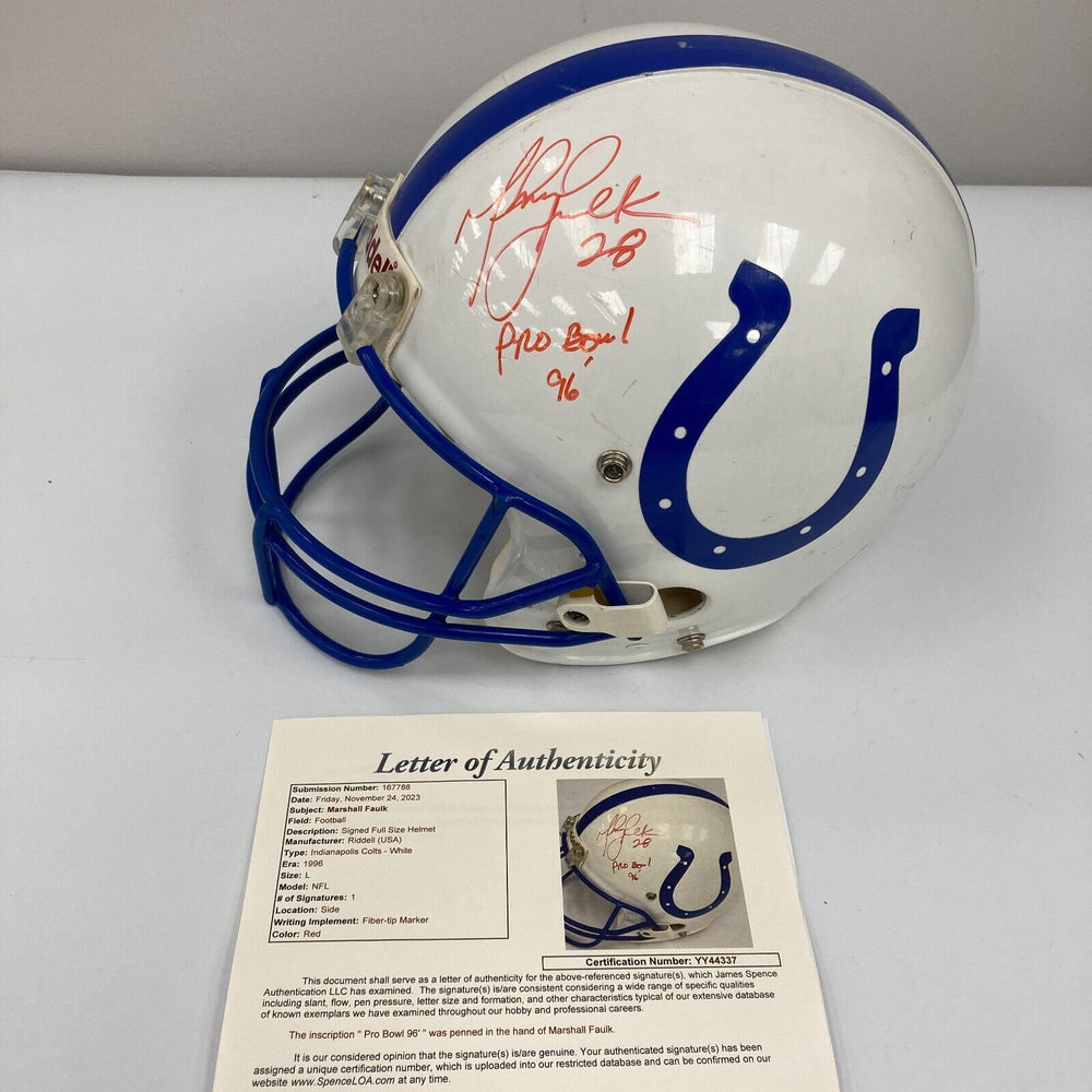 Marshall Faulk 1996 Pro Bowl Signed Game Used Indianapolis Colts Helmet JSA COA