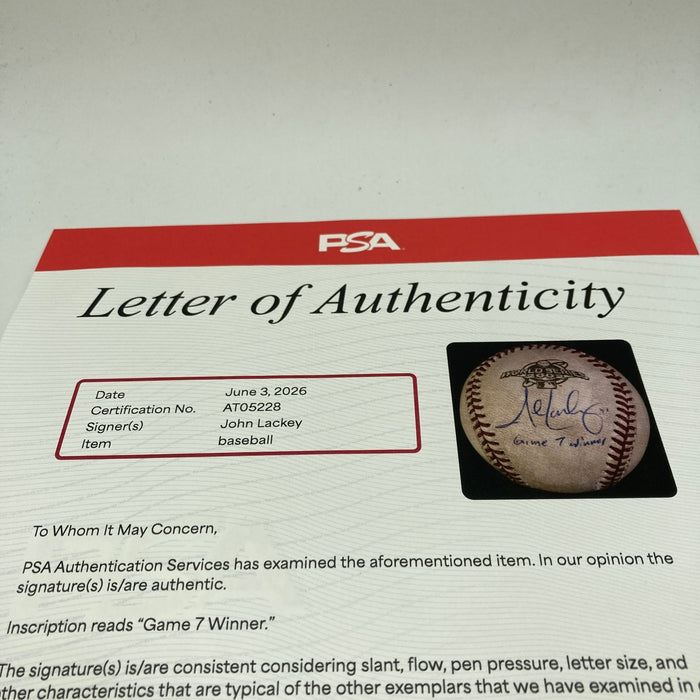 John Lackey "Game 7 Winner" Signed 2002 World Series Game Used Baseball PSA DNA