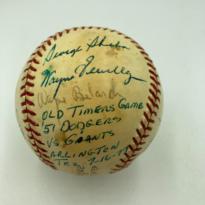 1951 New York Giants VS Dodgers 1977 Old Timers Day Signed Baseball PSA DNA