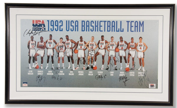 1992 Dream Team Olympics Team USA Signed Poster Photo Michael Jordan PSA DNA COA