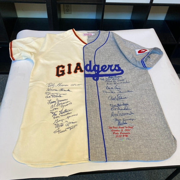 1951 Shot Heard Round The World Giants Dodgers Signed Jersey Willie Mays JSA COA