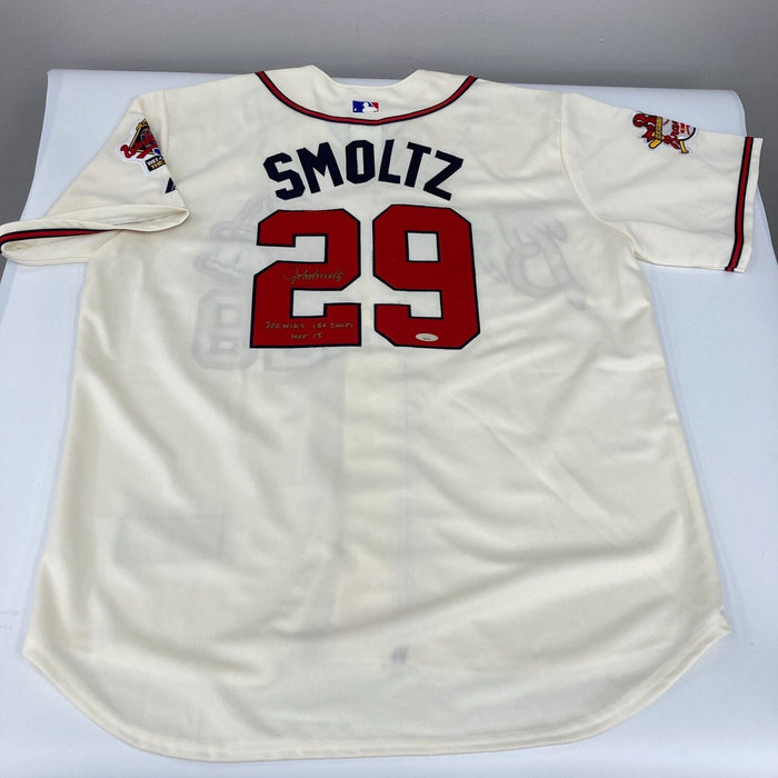 John Smoltz Signed Atlanta Braves 1995 World Series STAT Jersey Tristar COA