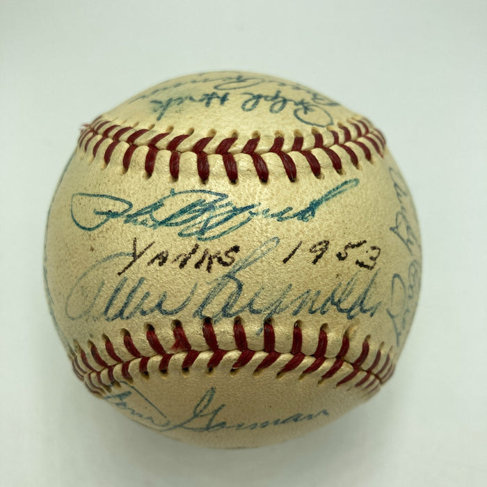 1953 New York Yankees World Series Champs Team Signed Baseball Mickey Mantle JSA