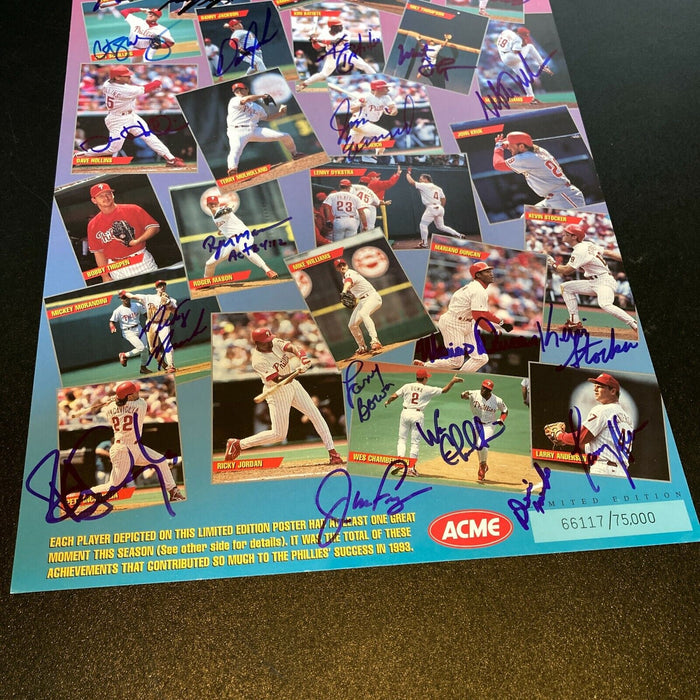 1993 Philadelphia Phillies NL Champs Team Signed Large 11x17 Poster 26 Sigs