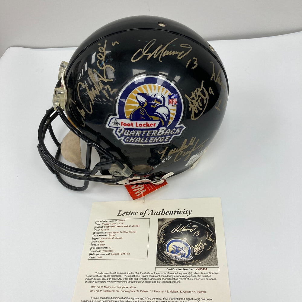Dan Marino Steve Young Steve McNair Quarterback Challenge Signed Helmet JSA COA