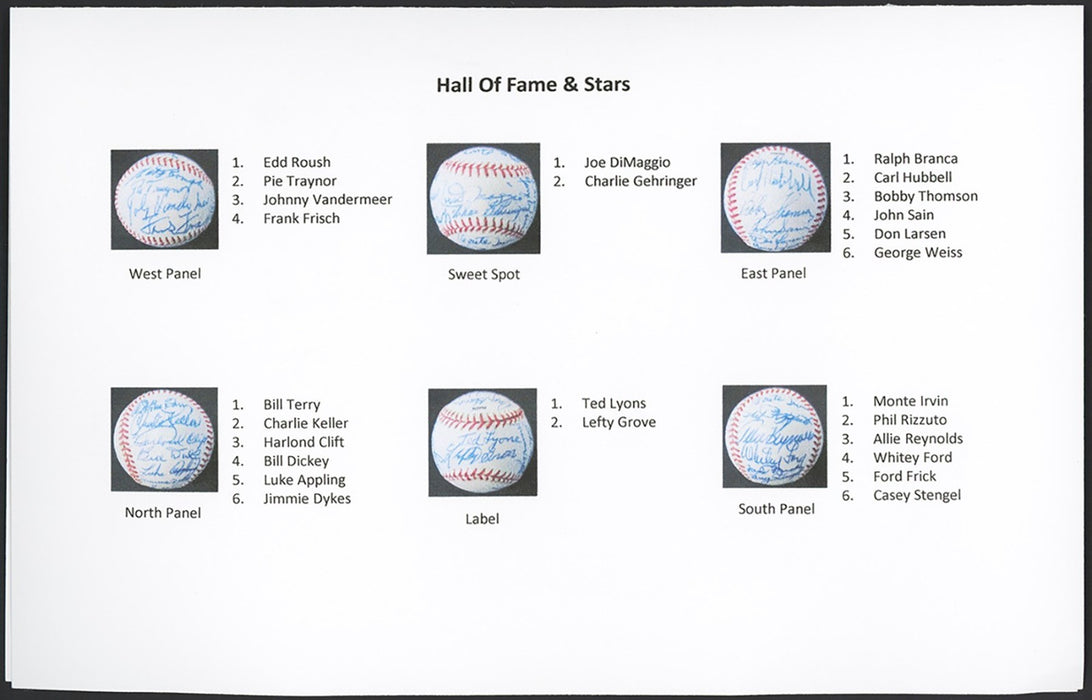 Joe Dimaggio Pie Traynor George Weiss HOF Multi Signed Baseball SGC COA