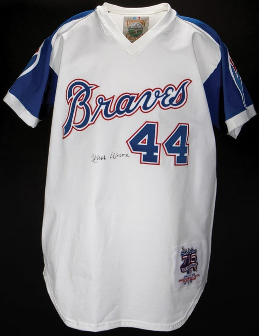 Hank Aaron Signed Atlanta Braves 715 Home Runs Mitchell & Ness Jersey PSA DNA