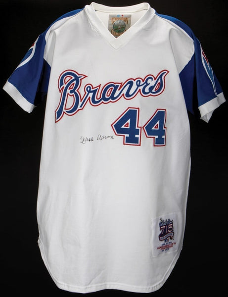 Hank Aaron Signed Atlanta Braves 715 Home Runs Mitchell & Ness Jersey PSA DNA