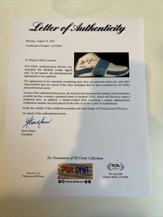 Michael Jordan Signed Jumpman Trifecta Sneakers Shoes UDA Upper Deck & PSA DNA