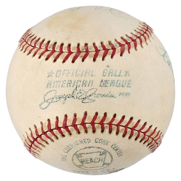 Hank Aaron Eddie Mathews Signed Vintage 1973 American League Cronin Baseball JSA