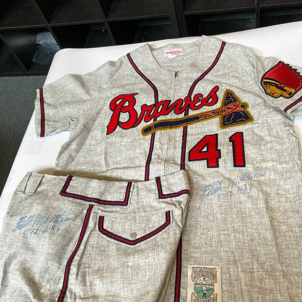 Eddie Mathews Signed Authentic Milwaukee Braves Uniform Jersey & Pants JSA COA