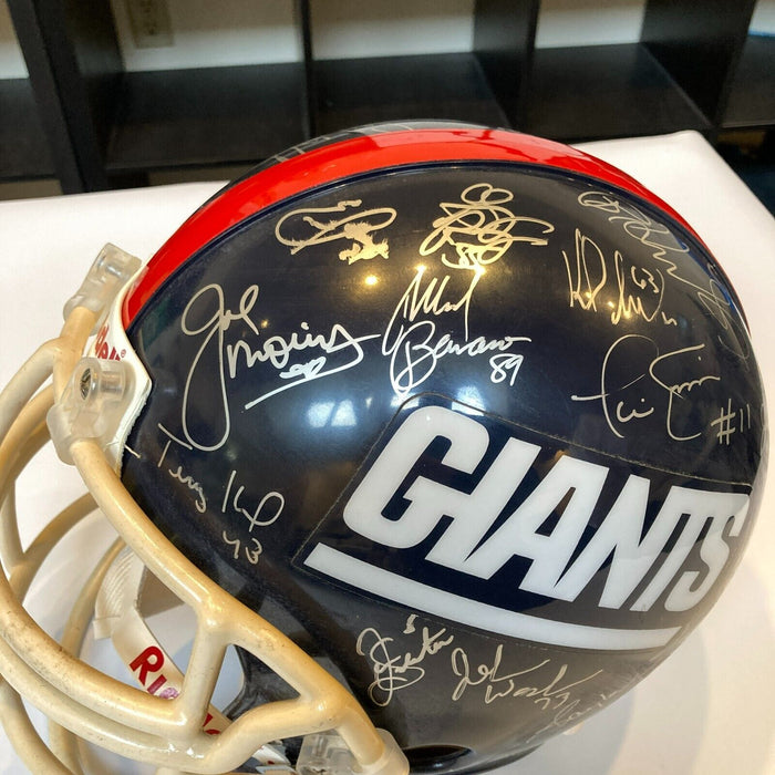 1986 New York Giants Super Bowl Champs Team Signed Full Size Helmet JSA COA