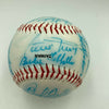 Willie Mays Leo Durocher 1987 Old Timer's Day HOF Multi Signed Baseball JSA COA