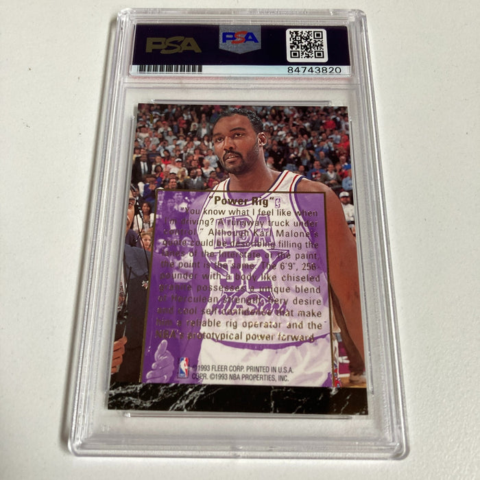 1993-94 Fleer Karl Malone Signed Promo Card With Fleer Stamp PSA DNA RARE