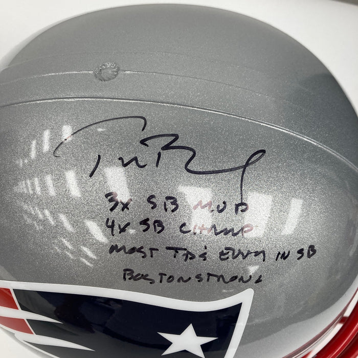 Tom Brady Super Bowl MVP Signed Inscribed New England Patriots Helmet JSA COA