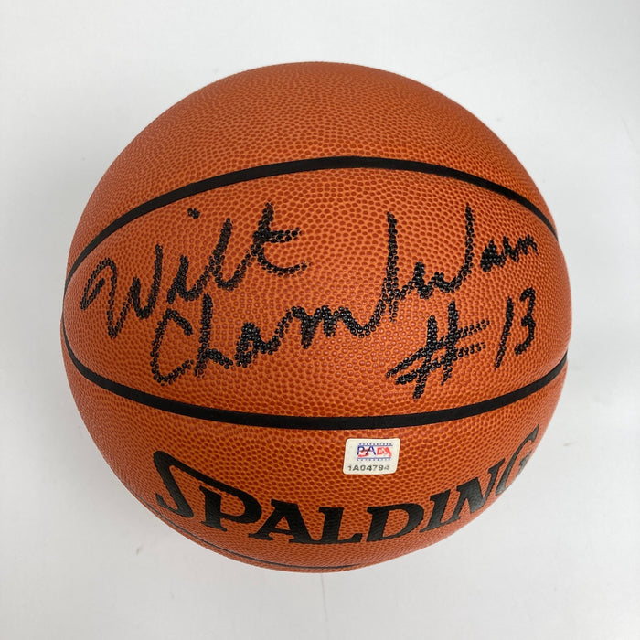 Wilt Chamberlain "#13" Signed Spalding NBA Game Basketball PSA DNA Graded 9 MINT