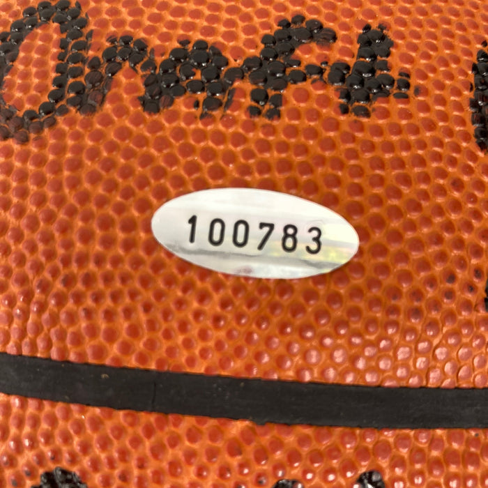 Magic Johnson Signed Heavily Inscribed STATS Basketball 18/32 JSA & Steiner COA