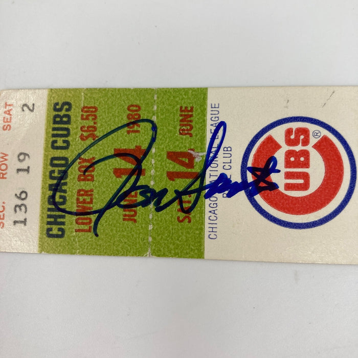 Ron Santo Signed 1976 Chicago Cubs Full Ticket JSA COA