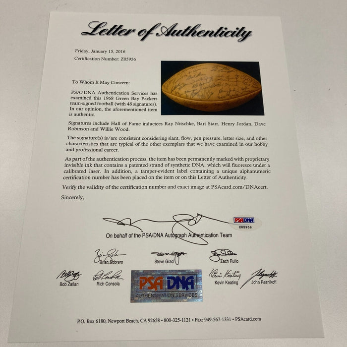 Beautiful 1968 Green Bay Packers Team Signed Football Bart Starr PSA DNA & BAS
