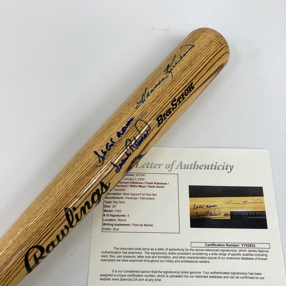 Willie Mays Hank Aaron 500 Home Run Club Signed Rawlings Baseball Bat JSA COA