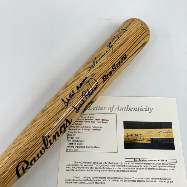 Willie Mays Hank Aaron 500 Home Run Club Signed Rawlings Baseball Bat JSA COA