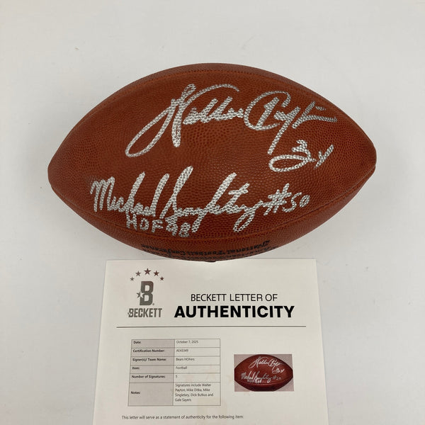 Walter Payton Mike Ditka Butkus Chicago Bears Legends Signed Football Beckett