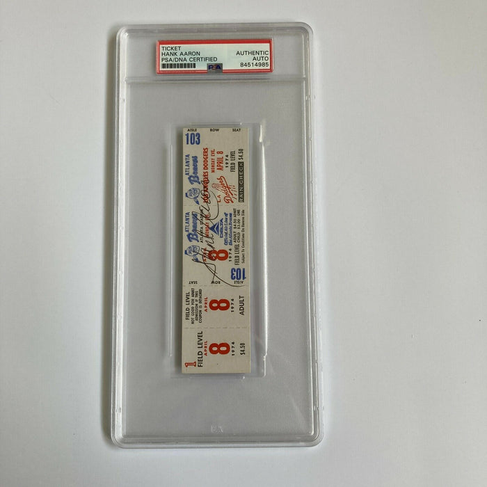 Hank Aaron Signed Original 715th Home Run Full Ticket 4-8-1974 PSA DNA