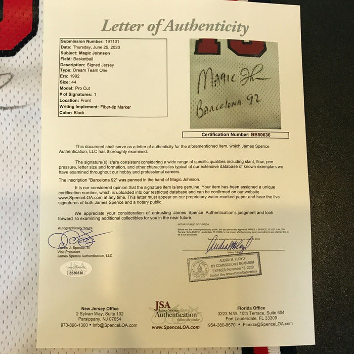 1992 Magic Johnson Team USA Olympics Jersey.