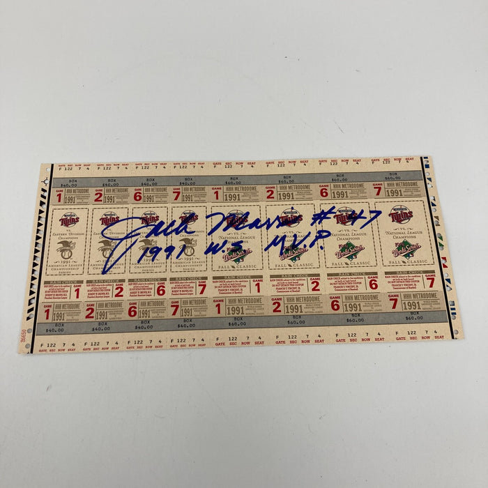 Jack Morris 1991 WS MVP Signed 1991 World Series Uncut Ticket Sheet JSA COA