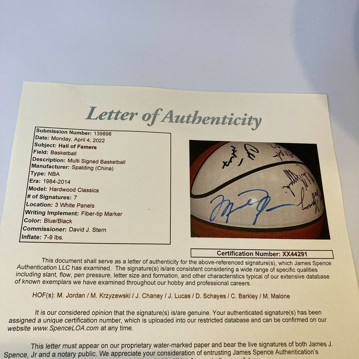 Michael Jordan Mike Krzyzewski HOF Induction Class Of 2001 Signed Basketball JSA