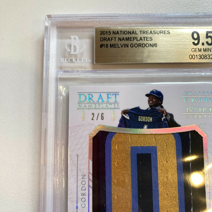 2015 National Treasures Melvin Gordon Draft Nameplate RC #2/6 BGS 9.5 Gem Mint
