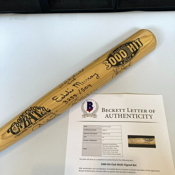 Willie Mays 3,000 Hit Club Multi Signed Baseball Bat Beckett COA