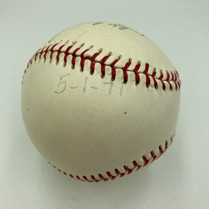 Johnny Lujack Signed Vintage American League Baseball Heisman Trophy Winner JSA