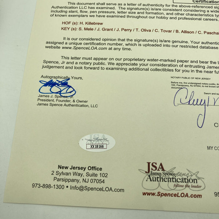 1965 Minnesota Twins American League Champs Team Signed Baseball JSA COA