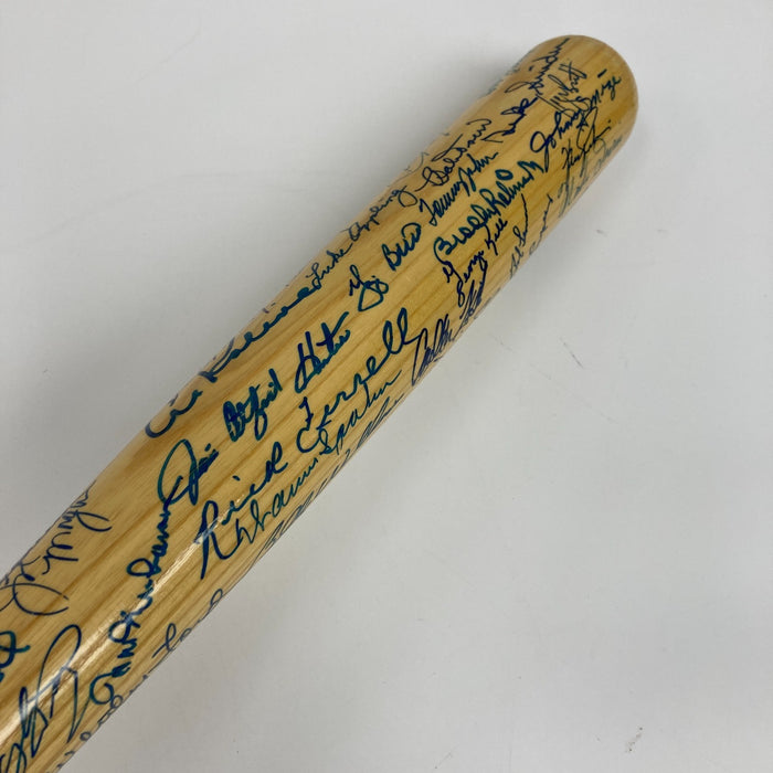 Beautiful Hall Of Fame Multi Signed Bat 66 Sigs Hank Aaron Willie Mays PSA DNA