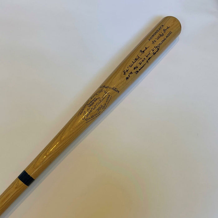 Whitey Ford "Chairman Of The Board" Signed Heavily Inscribed Stat Bat JSA COA