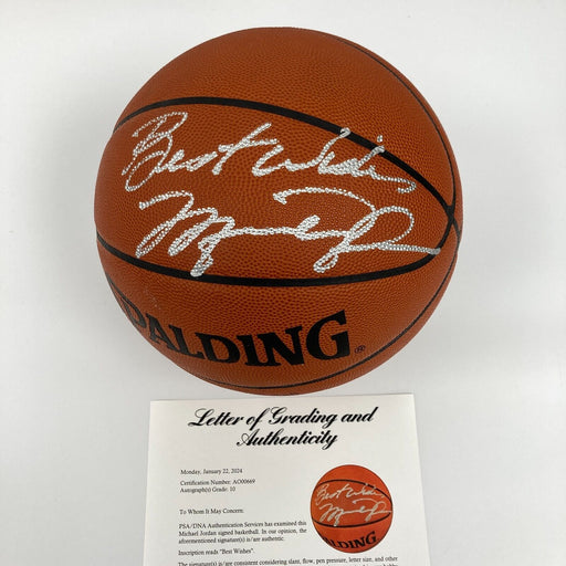 Michael Jordan Signed Official NBA Game Basketball PSA DNA Graded 10 GEM MINT