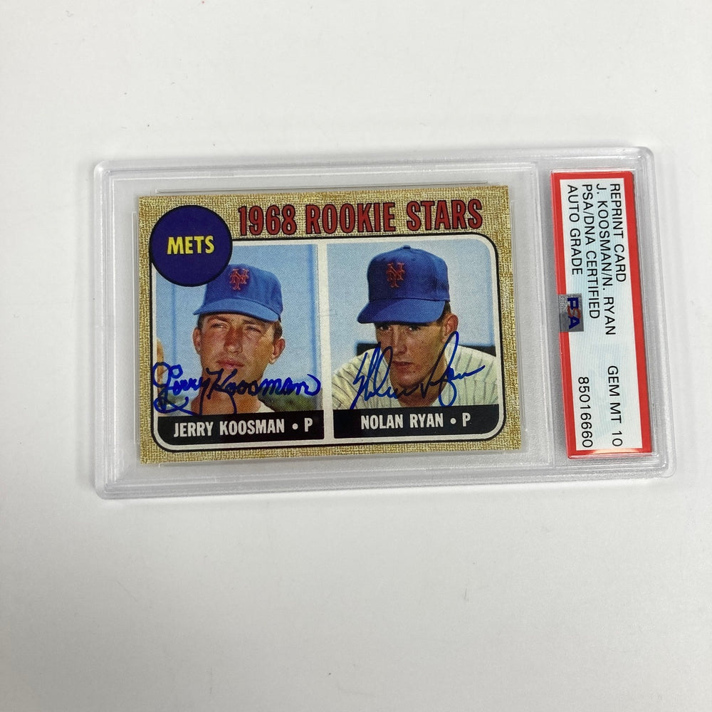 NOLAN RYAN & JERRY KOOSMAN Signed 1999 Topps 1968 Rookie Card #1 PSA 10 AUTO