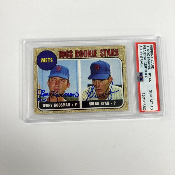 NOLAN RYAN & JERRY KOOSMAN Signed 1999 Topps 1968 Rookie Card #1 PSA 10 AUTO
