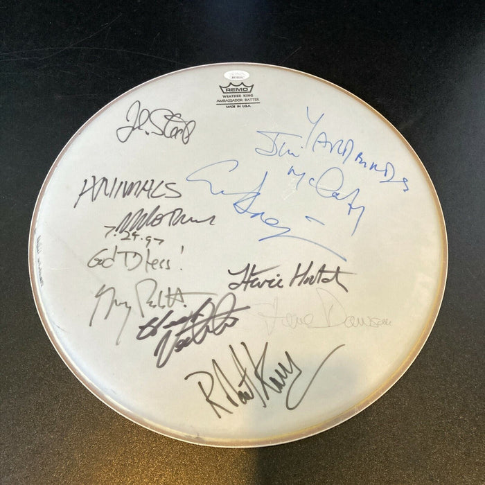 The Yardbirds & The Animals Bands Signed Drumhead JSA COA 9 Signatures