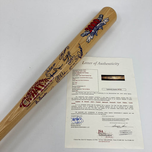 2000 NY Yankees WS Champs Team Signed Bat Derek Jeter Mariano Rivera JSA COA