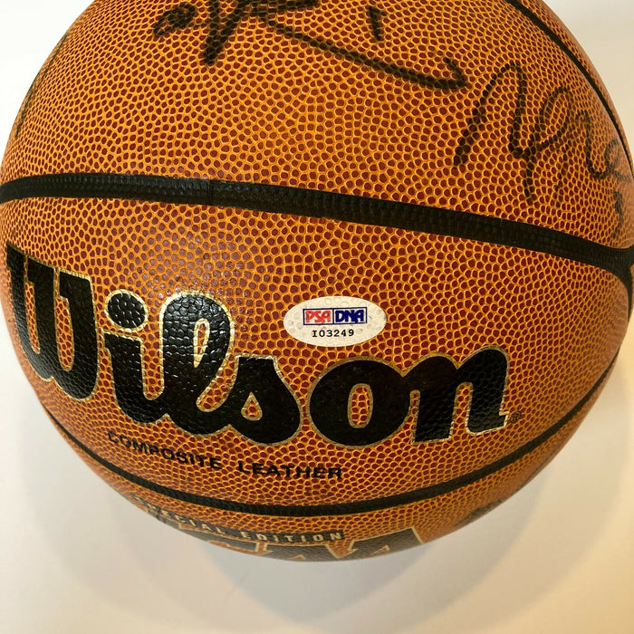 2007-08 NCAA Champions Kansas Jayhawks Team Signed Game Basketball PSA DNA COA