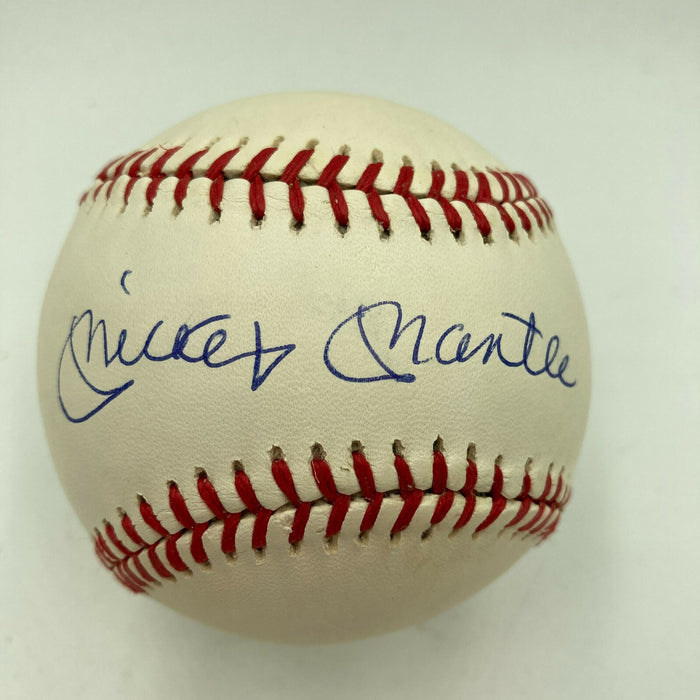 Beautiful Mickey Mantle Signed American League Baseball PSA DNA Graded MINT 9