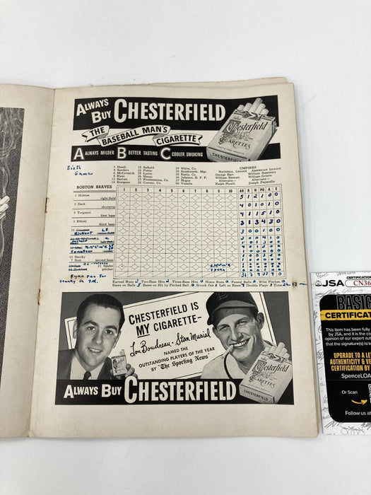 1948 Boston Braves Team Signed Vintage World Series Program JSA COA