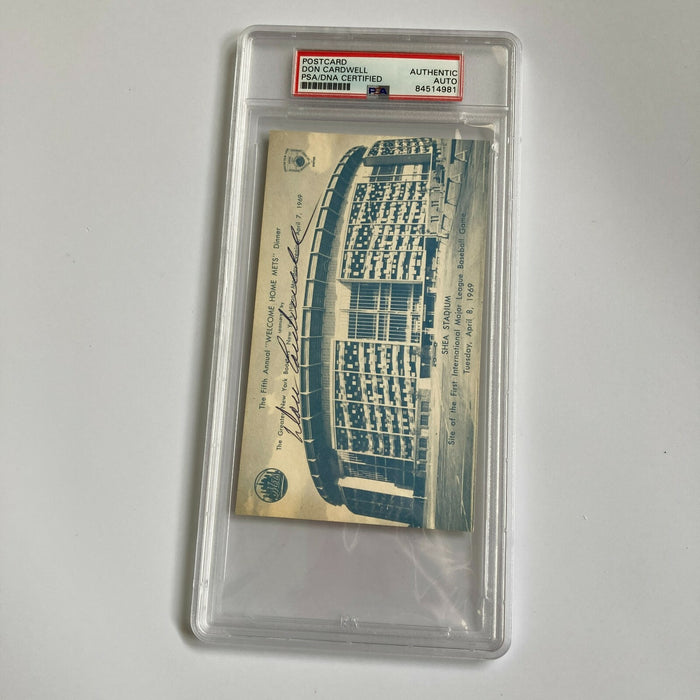 Don Cardwell Signed 1969 New York Mets Shea Stadium Postcard PSA DNA RARE