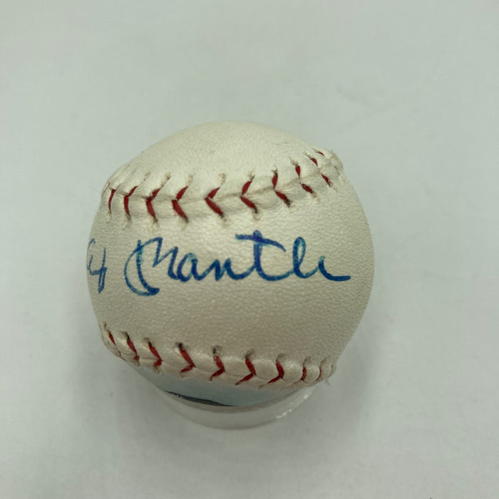 Rare Mickey Mantle Signed Art Mini American League Baseball JSA COA