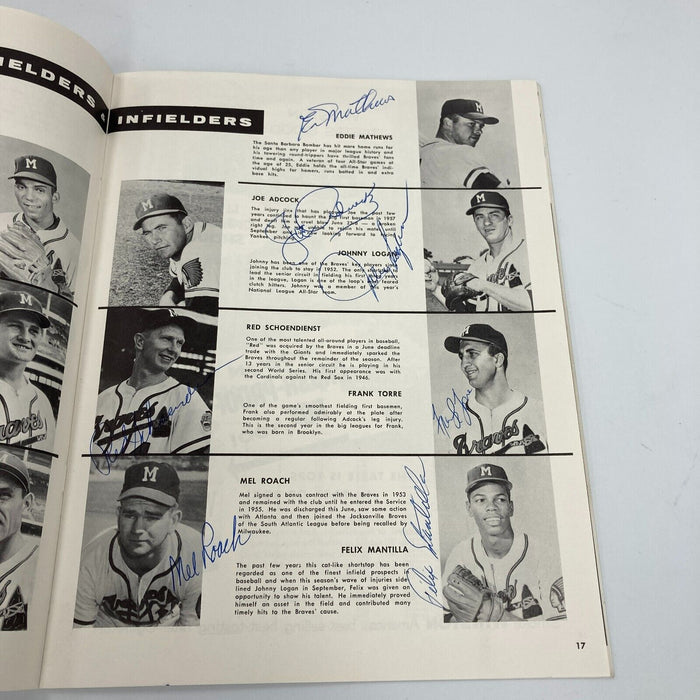 The Finest 1957 Milwaukee Braves World Series Champs Team Signed Program JSA COA