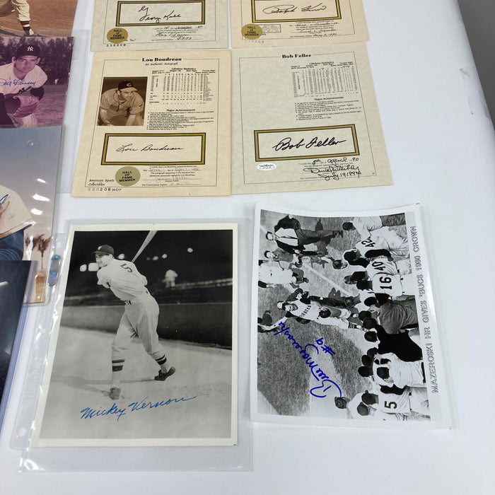 Lot Of (18) Signed MLB Baseball Photos Jose Canseco Bob Feller Don Larsen