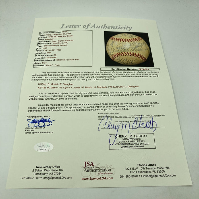 1949 St. Louis Cardinals Team Signed National League Baseball Stan Musial JSA