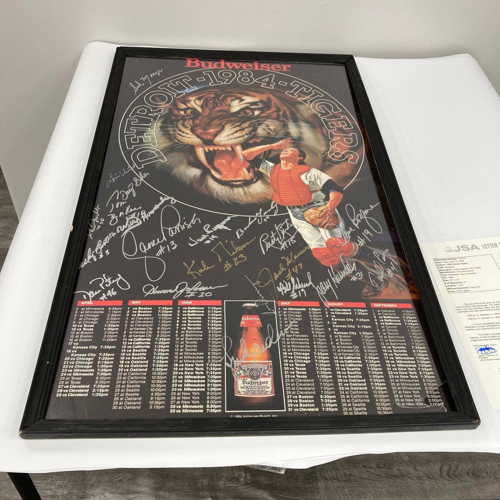 1984 Detroit Tigers World Series Champs Team Signed 14x28 Budweiser Photo JSA